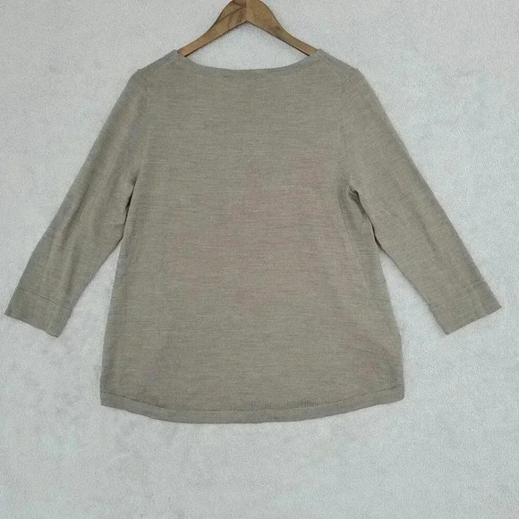 LOFT Womens Wool Blend 3/4 Sleeve Grey Knit Top Size L 7CT - Picture 2 of 7